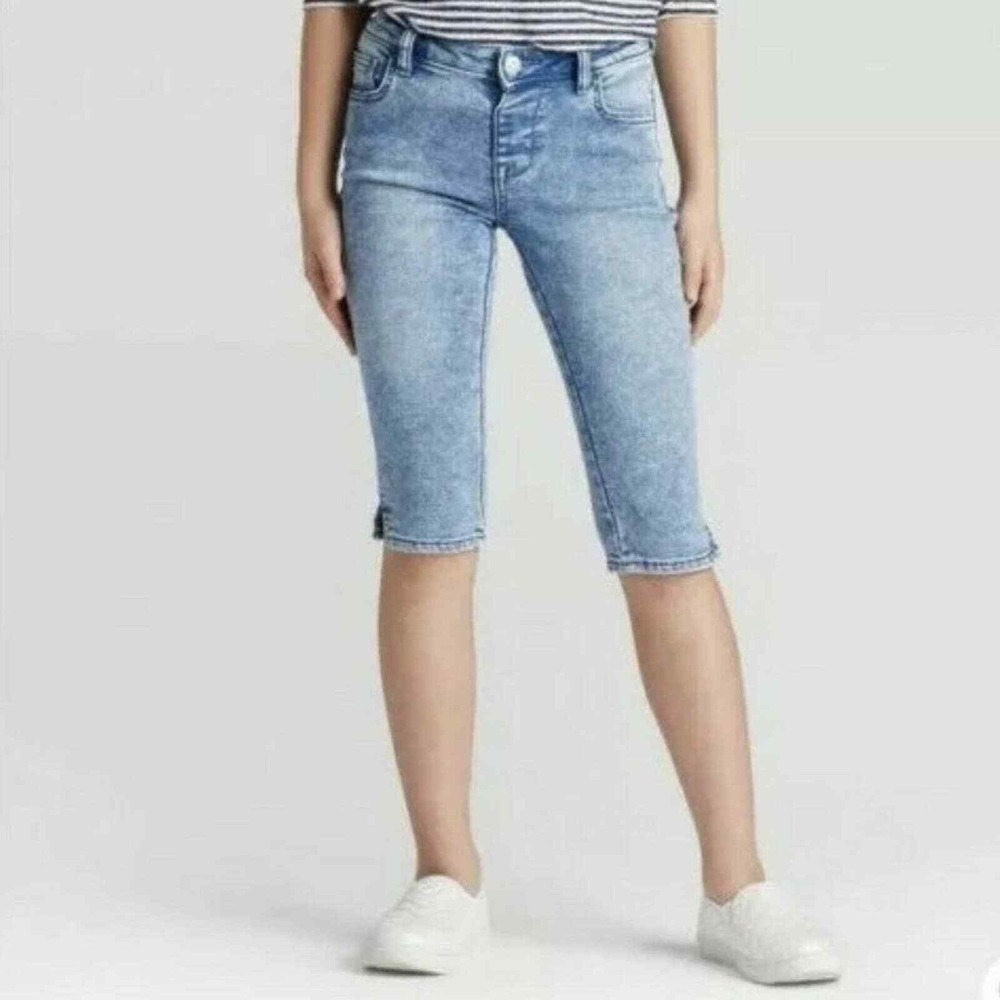 NWT Sz 4/5 Girls Soft‎ Jeggings Capri Med Acid Wash